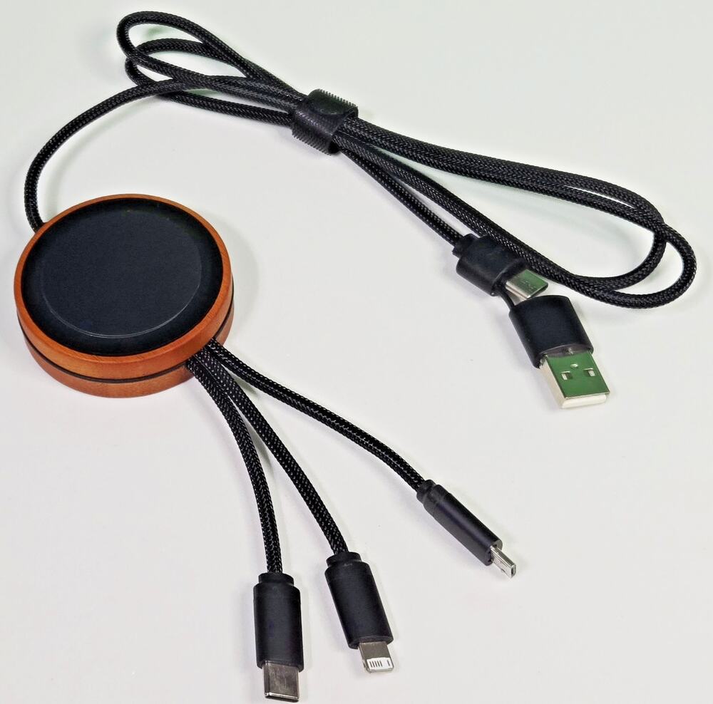 3-in-1 Charging Cable Hub + Wireless Charger USB-A USB-C 8-Pin Micro | Overstock